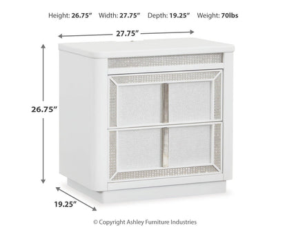 Chalanna California King Upholstered Storage Bed, Dresser and Mirror