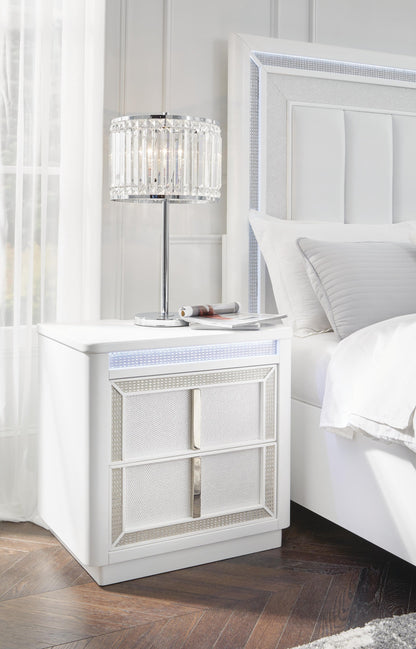 Chalanna California King Upholstered Storage Bed, Dresser and Mirror