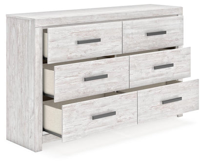 Cayboni Full Panel Bed with Mirrored Dresser
