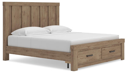 Garistyn King Panel Storage Bed. Dresser, Mirror and Nightstand