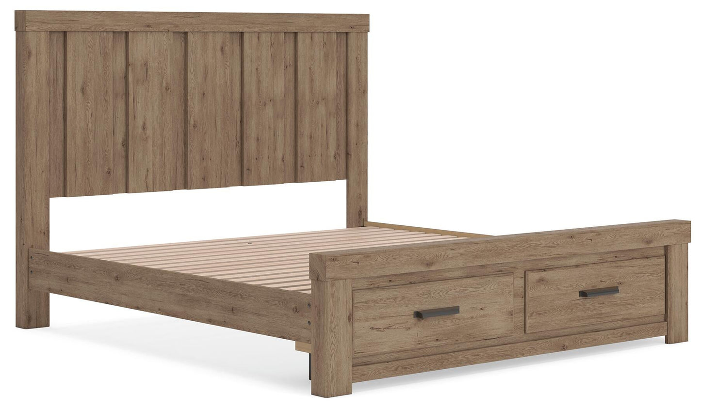 Garistyn King Panel Storage Bed, Dresser, Mirror, Chest and Nightstand
