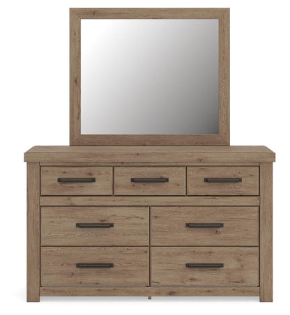 Garistyn King Panel Bed. Dresser, Mirror and Nightstand
