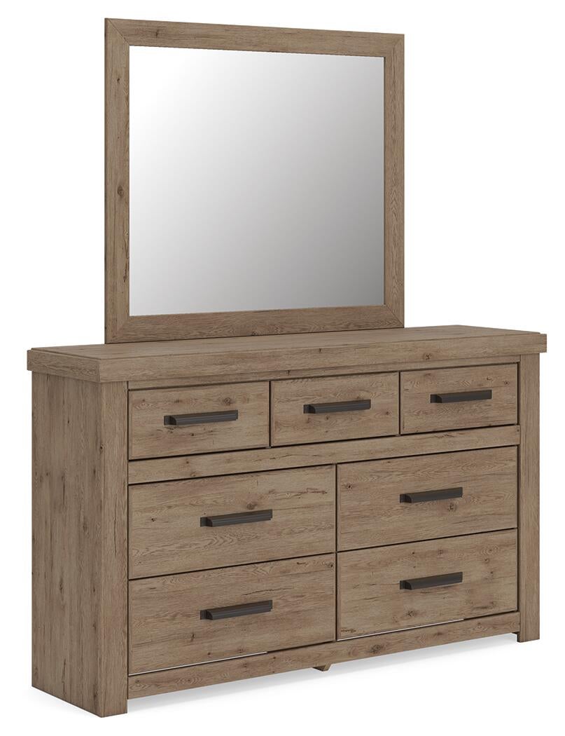 Garistyn Queen Panel Storage Bed. Dresser, Mirror and Nightstand