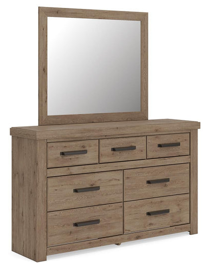 Garistyn Queen Panel Storage Bed. Dresser, Mirror and Nightstand
