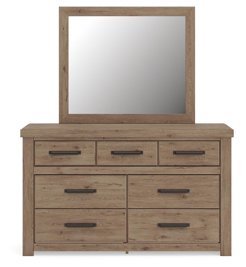 Garistyn Queen Panel Storage Bed. Dresser, Mirror and Nightstand
