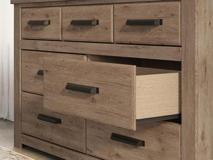 Garistyn Queen Panel Storage Bed. Dresser, Mirror and Nightstand