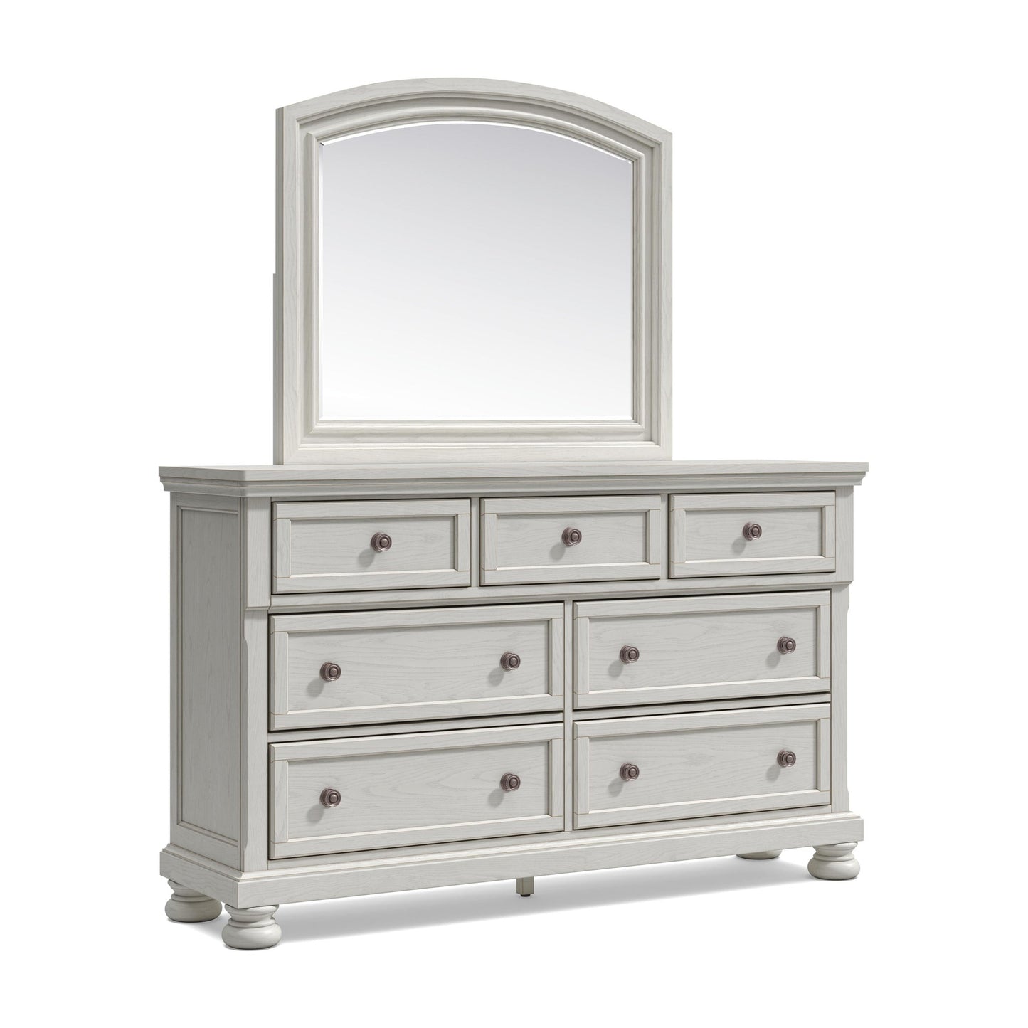Robbinsdale California King Sleigh Bed with Storage with Mirrored Dresser