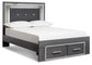 Lodanna Queen Panel Bed with 2 Storage Drawers with Mirrored Dresser, Chest and 2 Nightstands