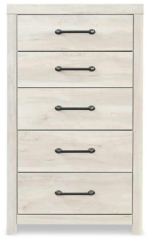 Cambeck King Panel Bed with 4 Storage Drawers with Mirrored Dresser, Chest and 2 Nightstands