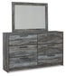 Baystorm King Panel Bed with Mirrored Dresser