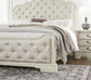 Arlendyne California King Upholstered Bed with Mirrored Dresser, Chest and 2 Nightstands