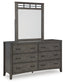 Montillan California King Panel Bed with Mirrored Dresser