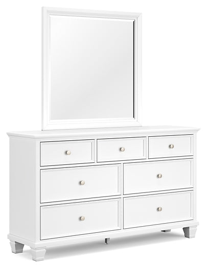 Fortman California King Panel Bed with Mirrored Dresser