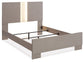 Surancha Queen Panel Bed with Mirrored Dresser and Nightstand