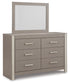Surancha Full Panel Bed with Mirrored Dresser and 2 Nightstands